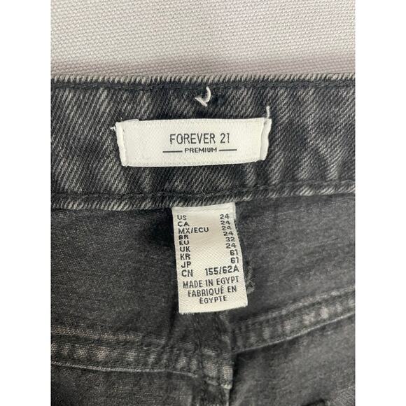 Forever 21 High Rise Wide Leg Faded Black Distressed Jeans Women’s Size 24 - Picture 3 of 5